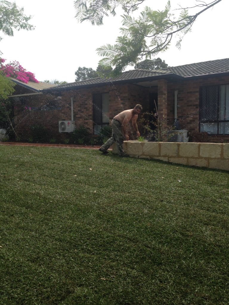 final touches to the garden beds